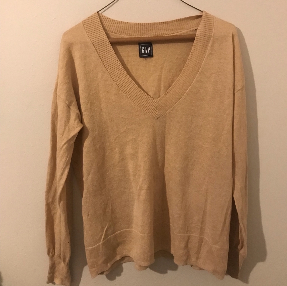 tan light weight v-neck sweater from GAP